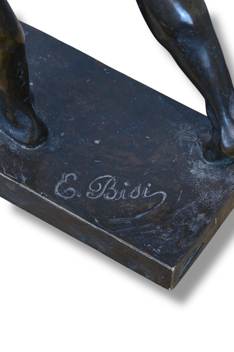 Emilio Bisi - Figura in Bronzo di Arciere - Inizio XX Secolo-photo-4